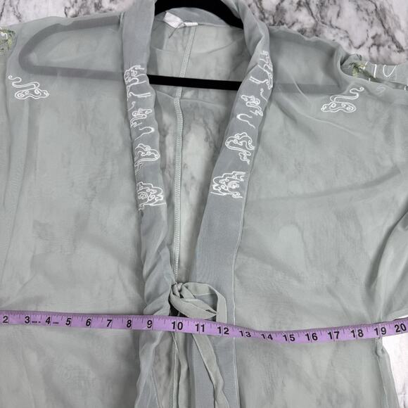 Asian Embroidered Chinese Hanfu Sheer Outer Robe M Cosplay Costume Kimono Jacket - Picture 5 of 16